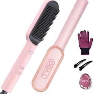 TYMO Ring Hair Straightener Brush – Hair Straightening Iron with Built-in Comb