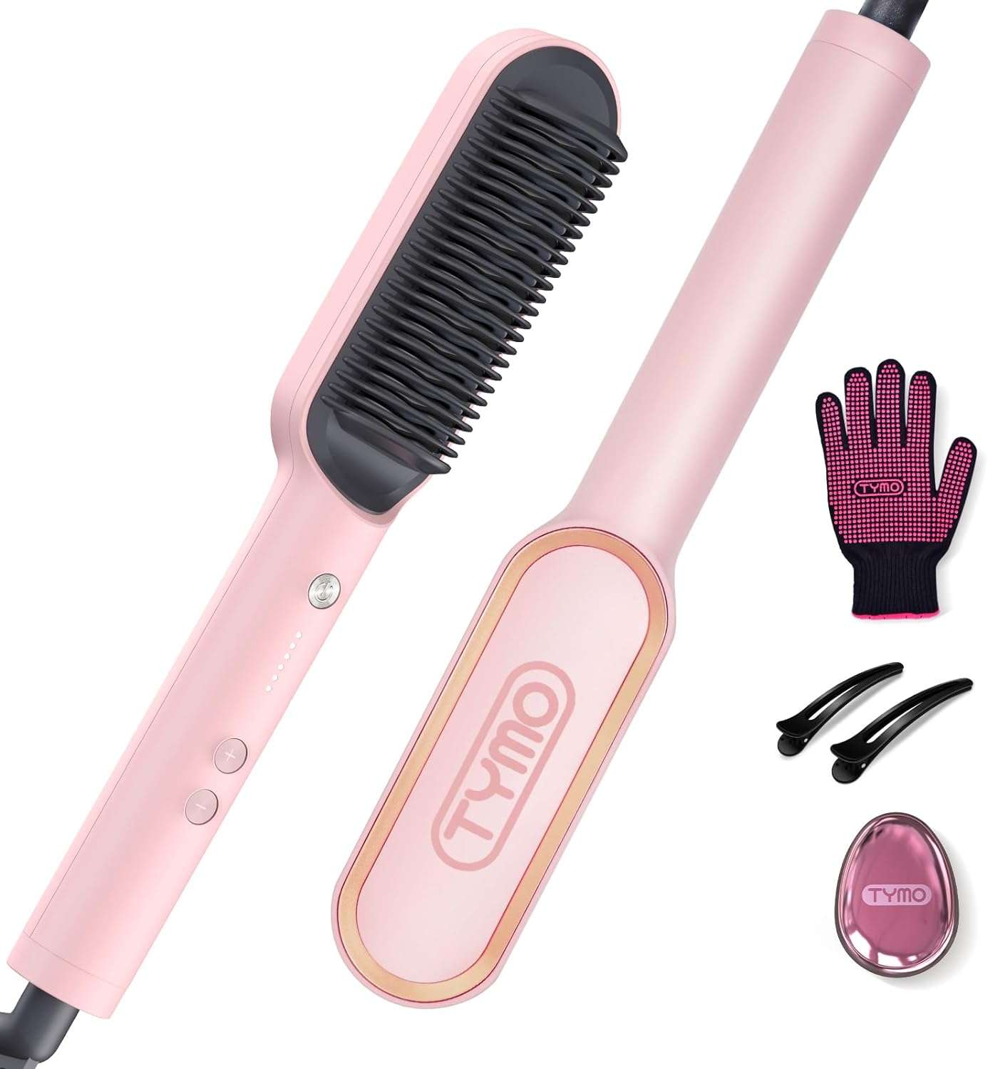TYMO Ring Hair Straightener Brush – Hair Straightening Iron with Built-in Comb