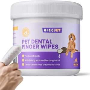 HICC PET Teeth Cleaning Wipes for Dogs & Cats, Remove Bad Breath by Removing Plaque