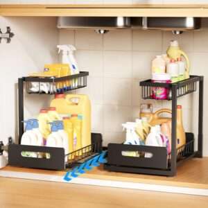 Under Sink Organizer 2 Pack,Pull Out Cabinet Organizer Shelf