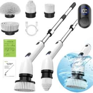 Electric Spin Scrubber, 2024 New Full-Body IPX7 Waterproof Bathroom Scrubber with Power LCD