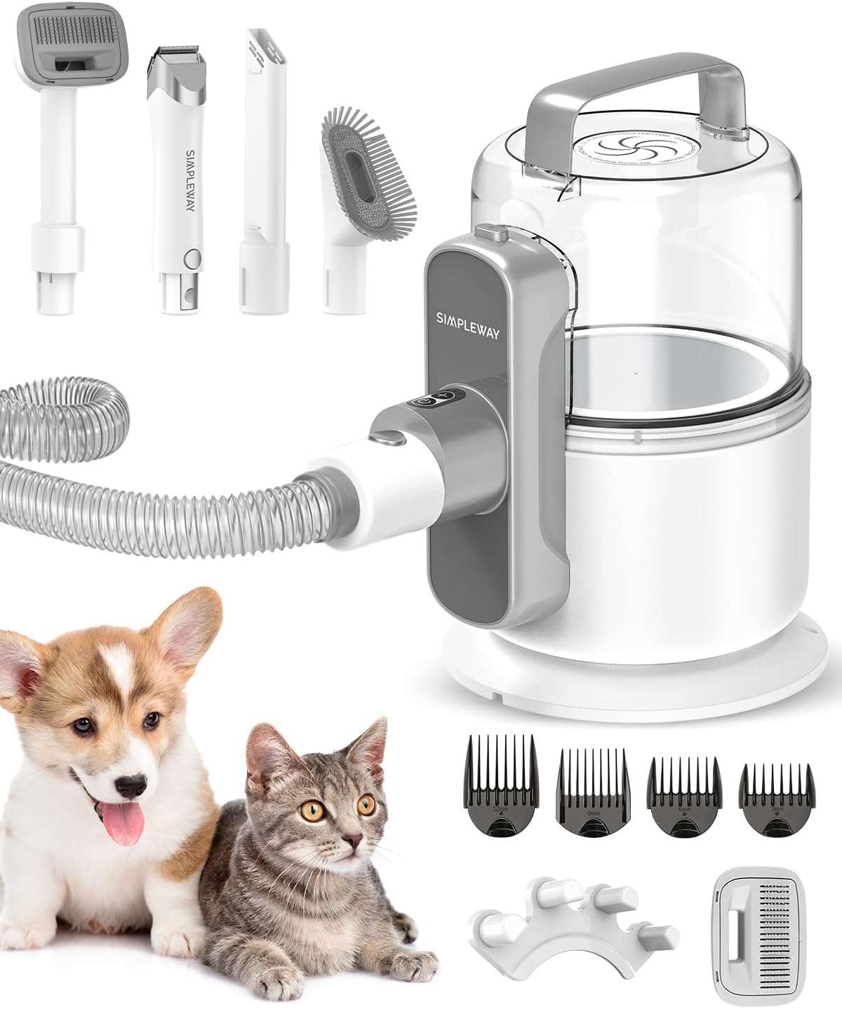 Pet Grooming Vacuum, 6 in 1 Dog Grooming Kit with 3 Suction