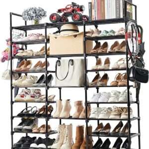 Mavivegue 9-Tier Metal Shoe Rack - Holds 50-55 Pairs, Tall Storage Shelf for Shoes