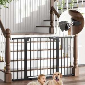 Cumbor 29.7"-51.5" Baby Gate Extra Wide, Safety Dog Gate for Stairs Easy Walk Thru Auto Close
