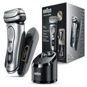 Braun Electric Razor for Men, Waterproof Foil Shaver, Series 9 Pro 9477cc, Wet & Dry Shave
