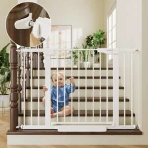 Cumbor 29.7-46" Baby Gate for Stairs, Mom's Choice Awards Winner-Auto Close Dog Gate