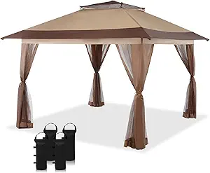 CROWN SHADES 13x13 Pop Up Gazebo, Patented One Push Outoor Canopy Tent