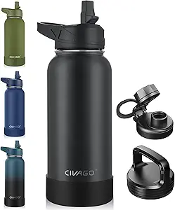 CIVAGO 32 oz Insulated Water Bottle With Straw, Stainless Steel Sports Water Cup