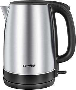 COMFEE' 1.7L Stainless Steel Electric Tea Kettle, BPA-Free Hot Water Kettle Electric