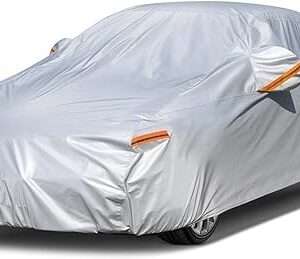 Kayme 6 Layers Car Cover Waterproof All Weather for Automobiles, Outdoor Full Cover Rain Sun