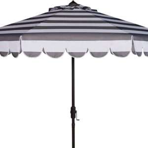 Safavieh PAT8011B Outdoor Collection Maui Grey and White Single Scallop Striped 9Ft