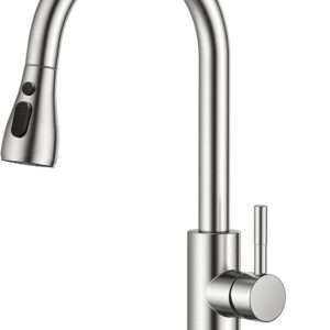 FORIOUS Kitchen Faucets, Brushed Nickel Kitchen Faucet with Pull Down Sprayer