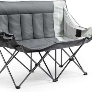 Dowinx Double Camping Chair Portable Folding Outdoor Loveseat with Side Pockets, Lawn Chair Camping