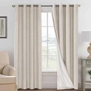 H.VERSAILTEX Linen Blackout Curtains 96 Inches Long, 100% Absolutely Blackout Elegant