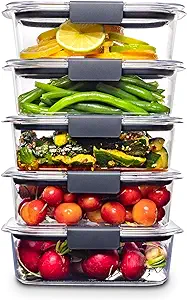Rubbermaid Brilliance Food Storage Containers, BPA Free, Airtight Lids