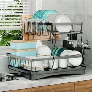 Large Dish Drying Rack for Kitchen Counter, Detachable Large Capacity Dish Drainer