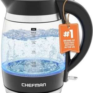 Chefman Electric Kettle, 1.8L 1500W, Hot Water Boiler, Removable Lid for Easy Cleaning, Auto Shut Off