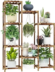 HOMKIRT Plant Stand for Indoor Outdoor, 10 Tier Tall Plant Shelf Large Plant Rack Table Holder