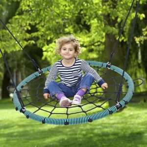 Trekassy 750lbs 40“ Spider Web Saucer Tree Swing for Kids Adults, Outdoor Net Swing with Steel Frame