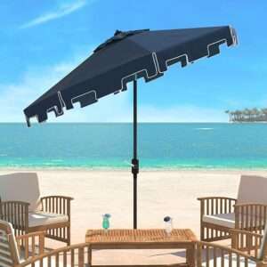 Safavieh Outdoor Collection Zimmerman Crank Market Umbrella with Flap