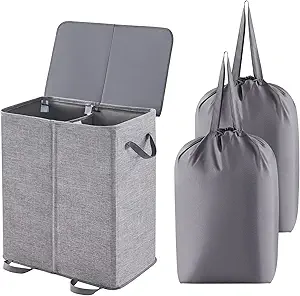 Lifewit Double Laundry Hamper with Lid and Removable Laundry Bags