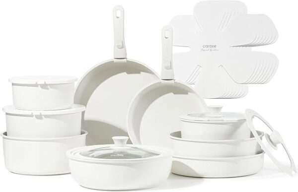 CAROTE 24pcs Detachable Handle Pots and Pan Set, Nonstick Induction Cookware