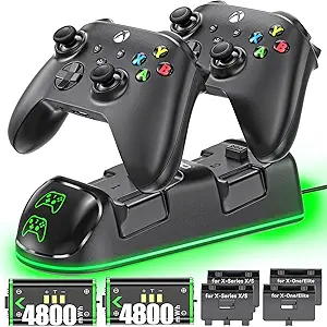 Controller Charger Station for Xbox Series/One X&S/Elite with 2 x 4800 mWh Rechargeable Battery
