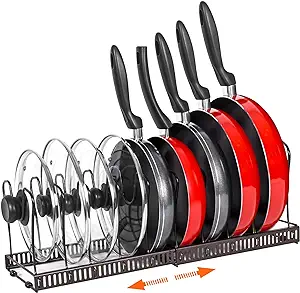 ROOHUA Pot Rack -Expandable Pan Organizer for Cabinet