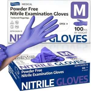 Nitrile Exam Gloves, Powder-Free Latex-Free Food Safe Cleaning First Aid Disposable Medical Glove