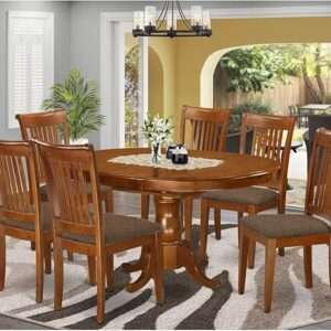 East West Furniture PORT7-SBR-C 7 Piece Dining Table Set Consist of an Oval Dining Room Table with Butterfly Leaf