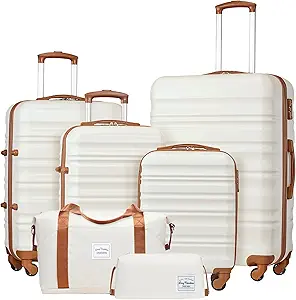 LONG VACATION Luggage Set 4 Piece Luggage ABS hardshell TSA Lock Spinner Wheels Luggage