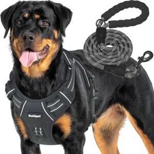 Heavy Duty Tactical Dog Harness for Large Dogs, No Pull Adjustable Pet Harness Reflective Service