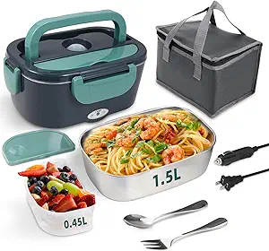 Electric Lunch Box Food Heater, 80W Portable Warmer for Car Truck Work with 304 Stainless Steel Container