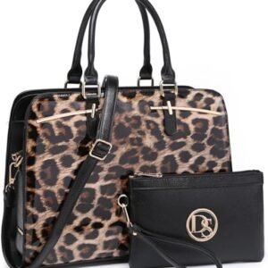 Women Handbag Wallet Tote Shoulder Hobo Bag Top Handle Satchel Purse Set 2pcs with 3 Compartments