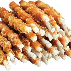 MON2SUN Dog Treats, Rawhide Twist Chicken Hide Sticks, Suitable for Puppy and Small Dogs