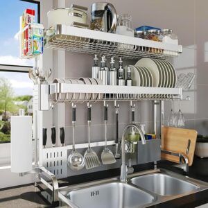 Over The Sink Dish Drying Rack, 3-Tier Over The Sink Dish Drainer Drying Rack Stainless Steel