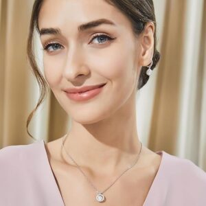 MomentWish Heart Necklace Gift for Women, Sparkling Gift for Her, 1Carat Moissanite Heart Pendent