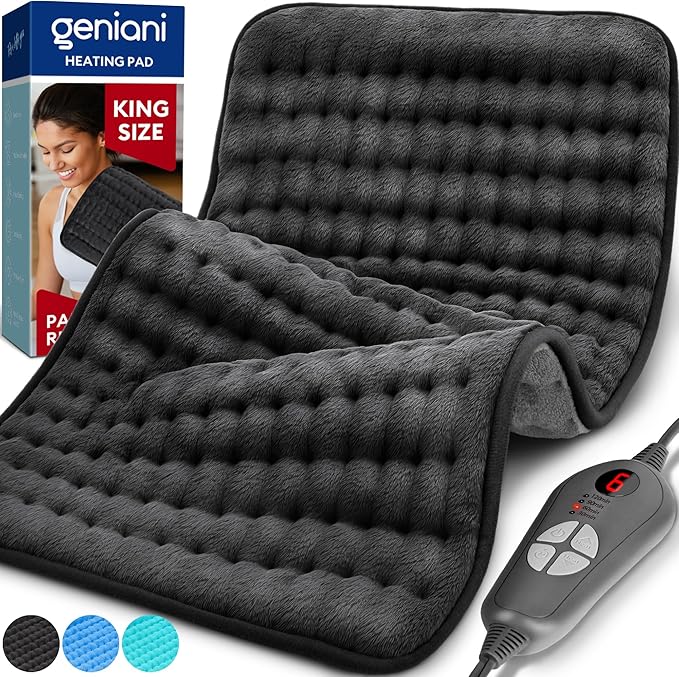 GENIANI Double Sided XL Heating Pad Electric for Lower Back Pain & Period Cramps Relief