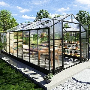 AMERLIFE 8x18x7FT Polycarbonate Greenhouse, Walk in Greenhouse with Quick-Connect System
