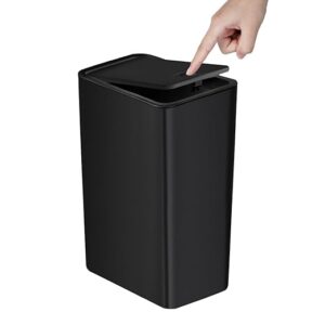 TIPGO Bathroom Trash Can with Lid, 10 Liter/ 2.6 Gallon Slim Garbage Can, Small Trash Bin