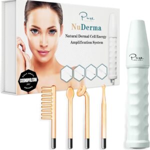 NuDerma Portable Handheld Skin Therapy Wand Machine w/Neon – Anti-Aging - Skin Tightening