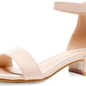 Dufannie Girls Sandals Low Heels Dress Pump Ankle Strap Open Toe Flower Girl Wedding Party