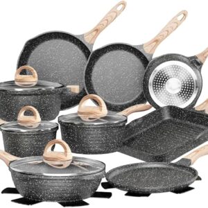 JEETEE Pots and Pans Set Nonstick 23pcs, Healthy Kitchen Cookware Sets, Induction Cooking Set