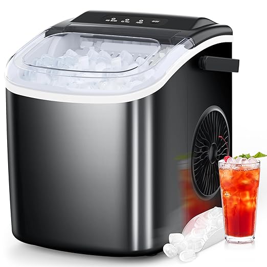 COWSAR Ice Maker Countertop, Portable Ice Machine with Self-Cleaning, 26.5lbs/24Hrs