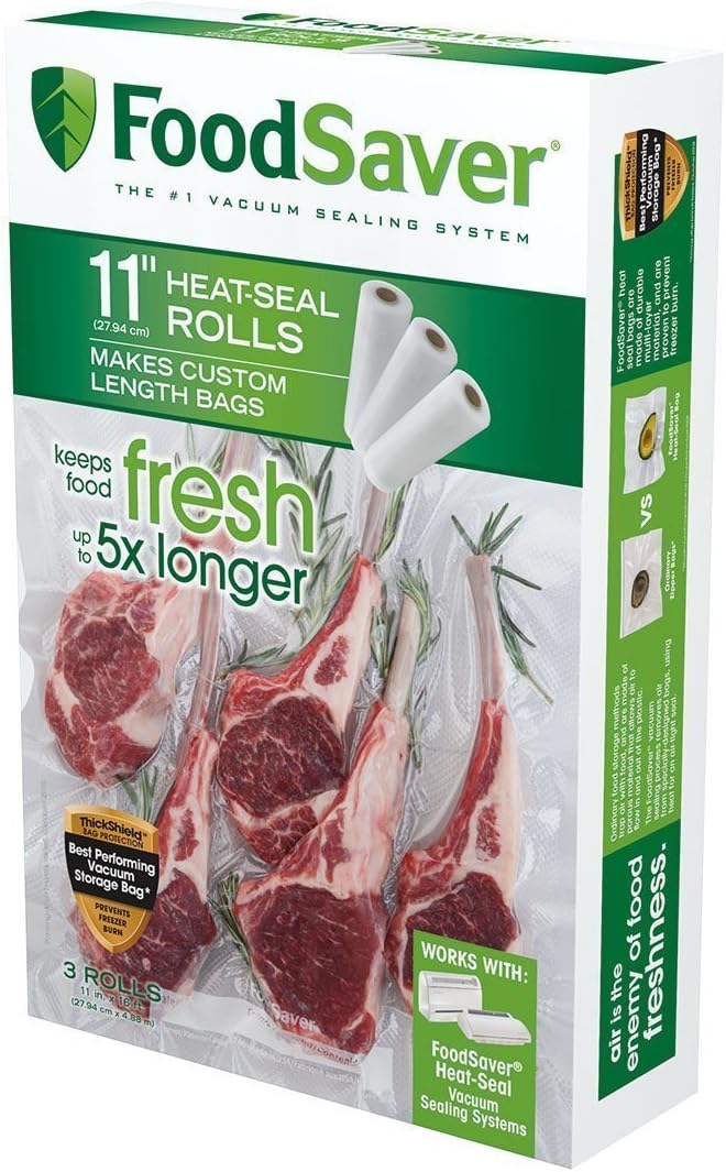 FoodSaver Custom Fit Vacuum Sealer Bags, Airtight Food Storage and Sous Vide Rolls, BPA-Free
