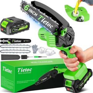 Tietoc Chainsaw 6 Inch Mini Electric Chainsaw Cordless Battery Powered, Hand Held Saw for Wood/Trees Trimming