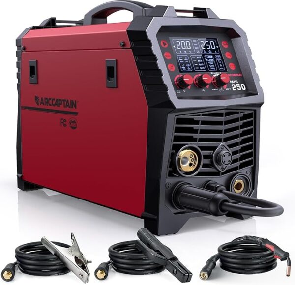 ARCCAPTAIN 250A MIG Welder, 110V 220V Gas MIG/Gasless Flux Core MIG/Stick/Lift TIG/Spool Gun