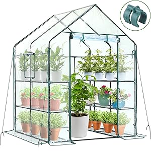 Ohuhu Plastic Greenhouse for Outdoors: Portable Walk in Plant Green House