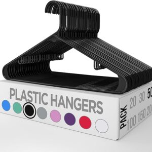 Utopia Home Plastic Hangers 50 Pack - Clothes Hanger with Hooks - Durable & Space Saving Coat Hanger