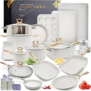 Home Hero Pots and Pans Set Non Stick - Induction Compatible Kitchen Cookware Sets + Bakeware Sets